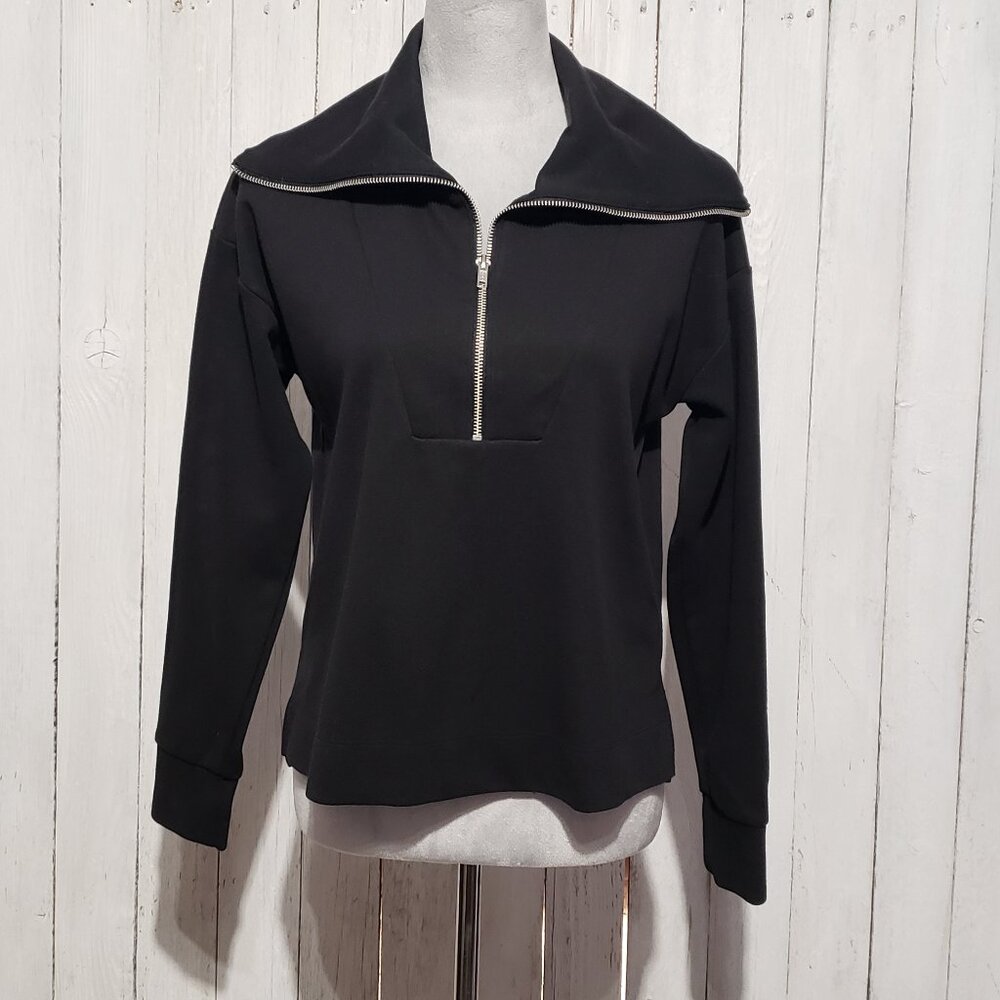 Free Assembly M Sweatshirt‎ Top Half Zip Women's Black LS Athletic Athleisure
